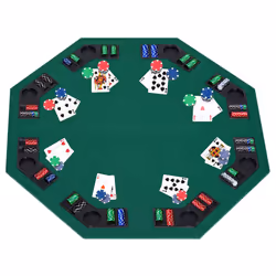 HOMCOM 1.2m/48 Inches Foldable Poker Table Top 8 Players Blackjack Chip Trays