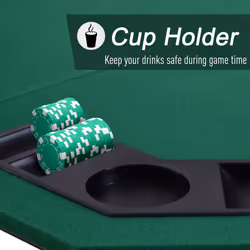 HOMCOM 1.2m/48 Inches Foldable Poker Table Top 8 Players Blackjack Chip Trays