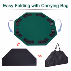 HOMCOM 1.2m/48 Inches Foldable Poker Table Top 8 Players Blackjack Chip Trays