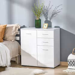HOMCOM Cabinet Sideboard Cupboard Buffet Solo High Gloss Front Face Door Drawer
