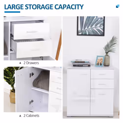 HOMCOM Cabinet Sideboard Cupboard Buffet Solo High Gloss Front Face Door Drawer - Additional view 5