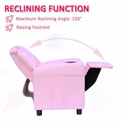 HOMCOM Kids Recliner Chair w/ Cup Holder, PU Leather Children Lounger, Pink