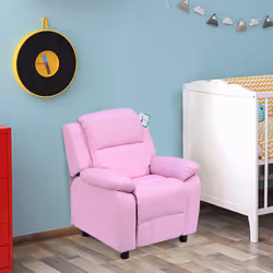 HOMOM Kids Recliner Armchair PU Leather Game Chair Children Sofa Seat Pink