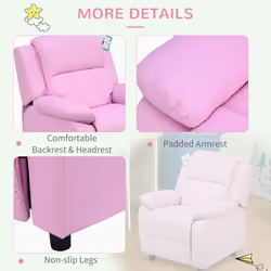 HOMOM Kids Recliner Armchair PU Leather Game Chair Children Sofa Seat Pink