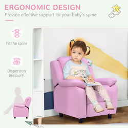 HOMOM Kids Recliner Armchair PU Leather Game Chair Children Sofa Seat Pink - Additional view 7