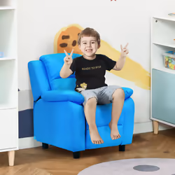 HOMOM Kids Recliner Armchair PU Leather Game Chair Children Sofa Seat Blue