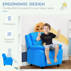 HOMOM Kids Recliner Armchair PU Leather Game Chair Children Sofa Seat Blue