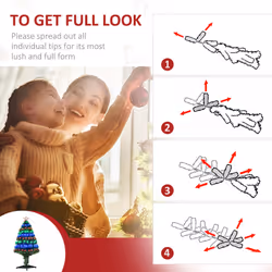 HOMCOM 3FT Prelit Artificial Christmas Tree Fiber Optic Xmas Decoration, Green - Additional view 4