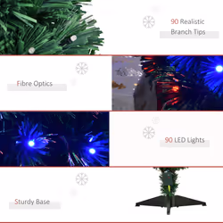HOMCOM 3FT Prelit Artificial Christmas Tree Fiber Optic Xmas Decoration, Green - Additional view 5