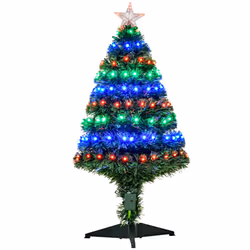 HOMCOM 3FT Prelit Artificial Christmas Tree Fiber Optic Xmas Decoration, Green - Additional view 8