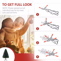 HOMCOM 4FT Prelit Artificial Christmas Tree Fiber Optic Xmas Decoration, Green - Additional view 4