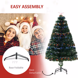 HOMCOM 4FT Prelit Artificial Christmas Tree Fiber Optic Xmas Decoration, Green - Additional view 5