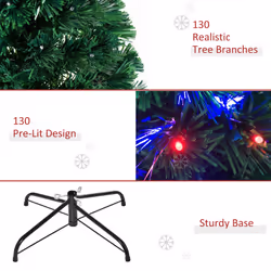HOMCOM 4FT Prelit Artificial Christmas Tree Fiber Optic Xmas Decoration, Green - Additional view 6