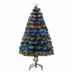 HOMCOM 4FT Prelit Artificial Christmas Tree Fiber Optic Xmas Decoration, Green - Additional view 8