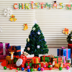 Homcom 3ft Fibre Optic Artificial Christmas Tree With Snowflake Lights