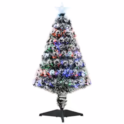 HOMCOM 3ft Artificial Prelit Christmas Tree, Snow Xmas Tree w/ Fiber Optic - Additional view 8