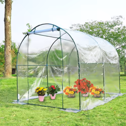 Outsunny Steel Dome Greenhouse | Transparent Garden Polytunnel