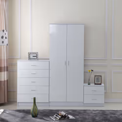 3pc Homcom Bedroom Furniture Set | wardrobe, chest of drawers & nightstand - Additional view 4