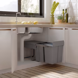 HOMCOM Recycle Waste Bin 40L Sorter Kitchen Recycle Waste Bin Pull ABS Silver