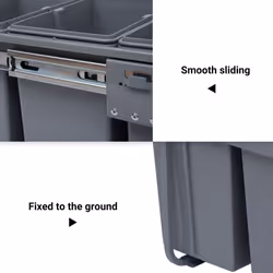 HOMCOM Recycle Waste Bin 40L Sorter Kitchen Recycle Waste Bin Pull ABS Silver - Additional view 4
