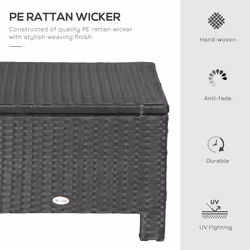 Outsunny Rattan Footstool Wicker Ottoman w/ Padded Seat for Backyard Garden