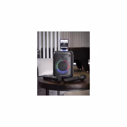 VS-275 Karaoke Machine with 2 Wireless Microphones, Portable Bluetooth Speaker with phone holder, 60w Speaker, Light Effects, Records Singing, TWS,