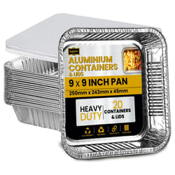10-Pack Aluminium Foil Trays with Paper Lids, Heavy Duty Aluminium Takeaway Containers, Freezer & Oven Safe Tin Foil Trays For Baking, Cooking,