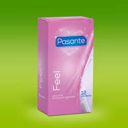 Pasante Feel, Male condom, Smooth, Natural, Latex, Extra sensation, 52 mm