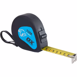 OX Measuring Tape - Trade Series Metric Tape - Heavy Duty Nylon Coated Measurement Tape - Black/Blue - 10 m