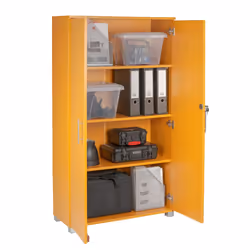 Office Storage Cupboard 2 Door Locking Bookcase Filing Cabinet 4 shelf 140cm - Beech