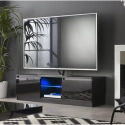 1400 Modern TV Stand Cabinet Unit with LED Blue Lights for 40 49 50 65 - Black