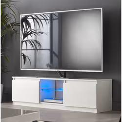 1400 Modern TV Stand Cabinet Unit with LED Blue Lights for 40 49 50 65 - White