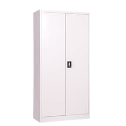 Steel Storage Cupboard 180cm 2 Door Lockable Bookcase Filing Cabinet - Grey