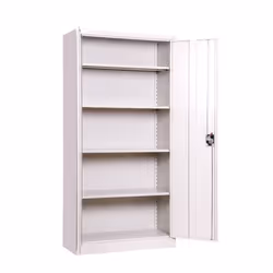 Steel Storage Cupboard 180cm 2 Door Lockable Bookcase Filing Cabinet - Grey