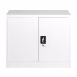Steel Office Storage Cupboard 2 Door Lock Bookcase Filing Cabinet Shelving 900mm - White