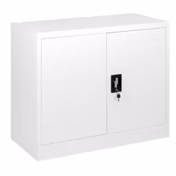 Steel Office Storage Cupboard 2 Door Lock Bookcase Filing Cabinet Shelving 900mm - White