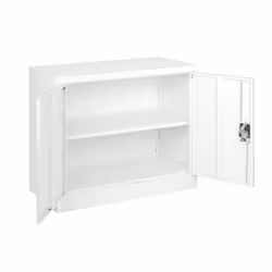 Steel Office Storage Cupboard 2 Door Lock Bookcase Filing Cabinet Shelving 900mm - White