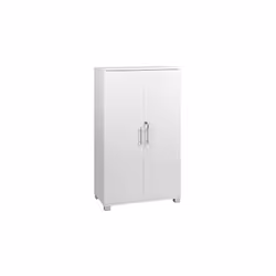 White wooden Filing cabinet with 2 shelves - 2 Door Lockable Filing Cabinet - Tall Office Storage Cupboard Organiser