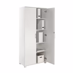 Tall 180cm Office Storage Cupboard Locking Bookcase Filing Cabinet - White