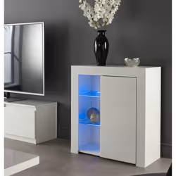 Modern Matt Gloss Buffet Sideboards Display Cabinets with LED Lights - White