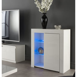 Modern Matt Gloss Buffet Sideboards Display Cabinets with LED Lights - White
