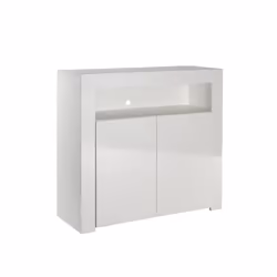 MMT Modern White/Black Matt Gloss Buffet Sideboards Display Cabinets with LED Lights - White