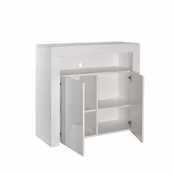MMT Modern White/Black Matt Gloss Buffet Sideboards Display Cabinets with LED Lights - White