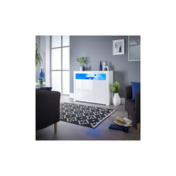 Modern White Matt Gloss Buffet Sideboard Cabinet with LED Lights-  Length 116cm x Depth 35cm x Height 93cm