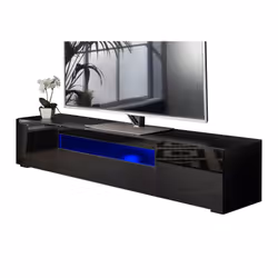 Modern Black 200cm Matt Gloss TV Stand Cabinet Suitable for 55 65 70 75 80 Inch 4K LED Flat Screen TV's