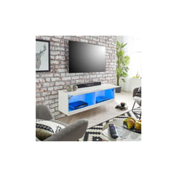 Modern White Large Gloss and Matt Floating Wall Mounted TV Cabinet 140cm wide x 33cm deep x 40cm tall