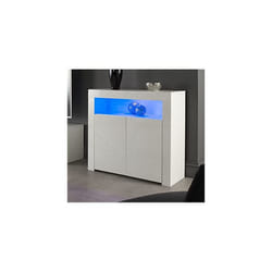 MMT Furniture Designs Ltd Modern White Matt Gloss Buffet Sideboard Display Cabinet with LED Lights, Storage Cabinet