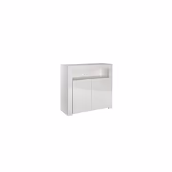 MMT Furniture Designs Ltd Modern White Matt Gloss Buffet Sideboard Display Cabinet with LED Lights, Storage Cabinet