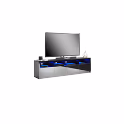 Modern Black 200cm Matt Gloss TV Stand Cabinet Suitable for 55 - 80 Inch 4K LED Flat Screen TV's 4 Compartments