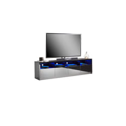 Modern Black 200cm Matt Gloss TV Stand Cabinet Suitable for 55 - 80 Inch 4K LED Flat Screen TV's 4 Compartments